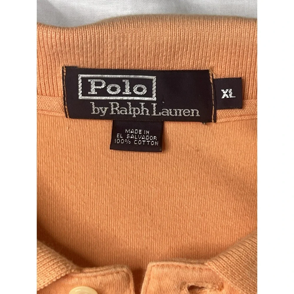 Ralph Lauren Polo Shirt Mens Size XL Orange Pony Casual‎ Short Sleeve Cotton